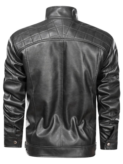 Men's Lightweight Faux Leather Zip-Up Jacket