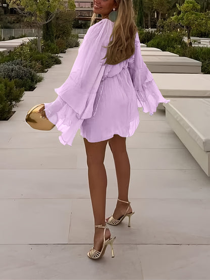Local Elegant Chic Women's Spring Summer Chiffon Casual Vacation Layered Ruffle Loose Dress