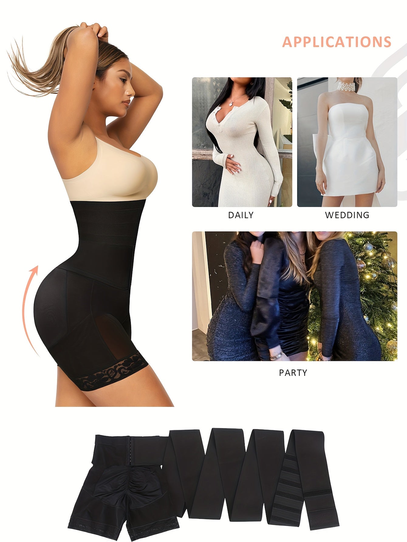 2-in-1 Women' Tummy Trimmer & Waist Trainer Shapewear Suitable for Tummy Control, Postpartum,, Body Shaper Bodysuit, Hand Washable, No Chest Pads, Medium Underwear for Gym, Casual Attire