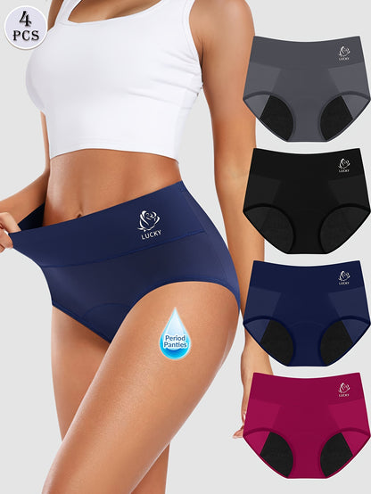 2026 4pcs Period Briefs, Elegant Comfy Breathable Stretchy Intimates Panties, Women's Lingerie & Underwear 4pcs Game Day Fan Gear for All Football Fans