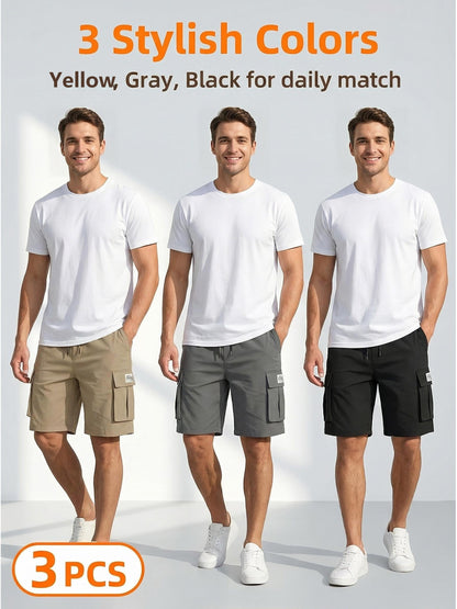 Men's Black+green+gray Polyester Cargo Shorts - product view 17