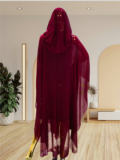Chic Shawl Adorned with Sequins And Rhinestones for Spring - Features a Relaxed Fit, Long Sleeves, Tassel Details, And Golden Accents, Ideal for Fashion in The Middle East And Southeast Asia, a Dazzling Outfit