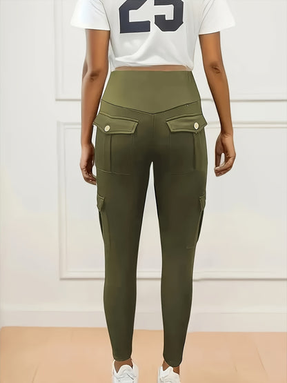 2pcs Women'S High-Waist Multi-Pocket Sports And Leisure Pants, Quick-Dry Running Yoga Trousers, Suitable for Fitness And Exercise
