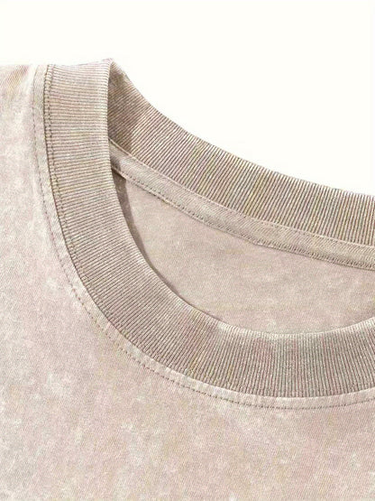 Color Letter Printed Joyful Face Pattern GOD IS GOOD ALL THE TIME Short-sleeved T-shirt Men's and Women's Loose Casual Trendy Tops, Old Washed Cotton Double-sided Casual Tops, Suitable for Holidays, Going Out, Home, Outdoor, Gift Giving and Other