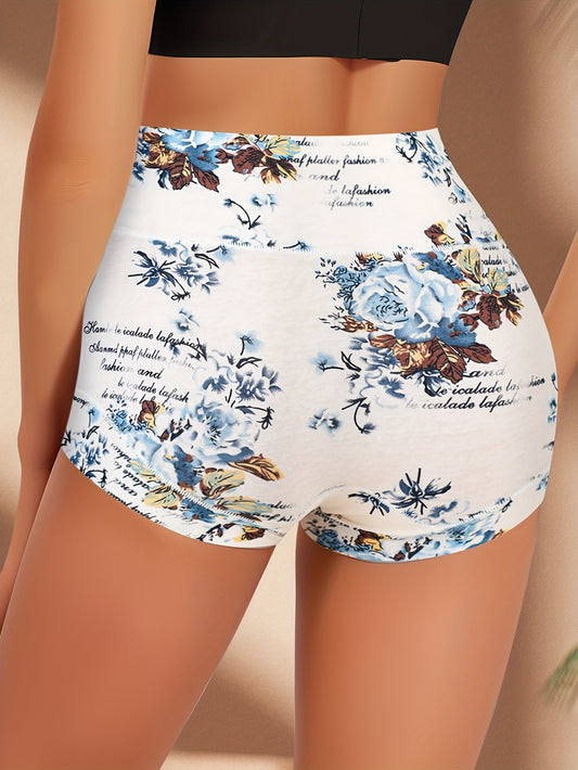 8pcs Women's Soft Modal Floral Boxer Briefs - Breathable, Skin-Friendly, Comfortable High-Waist Underwear with Elegant Floral Print for Casual Attire, Cute Underwear