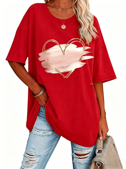 Plus Size, Plus Size Comfortable Short Sleeve Round Neck Top