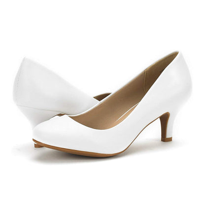 Women's Classic Dress Shoes Comfortable Low Heel Pump Shoes Solid Color Pumps