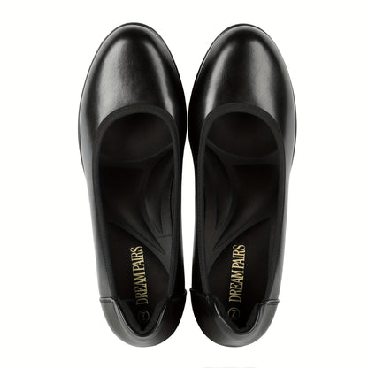 Women's Thick And Low Heel Work Shoes, Comfortable Round Toe Dress, Wedding Shoes, Women Shoes