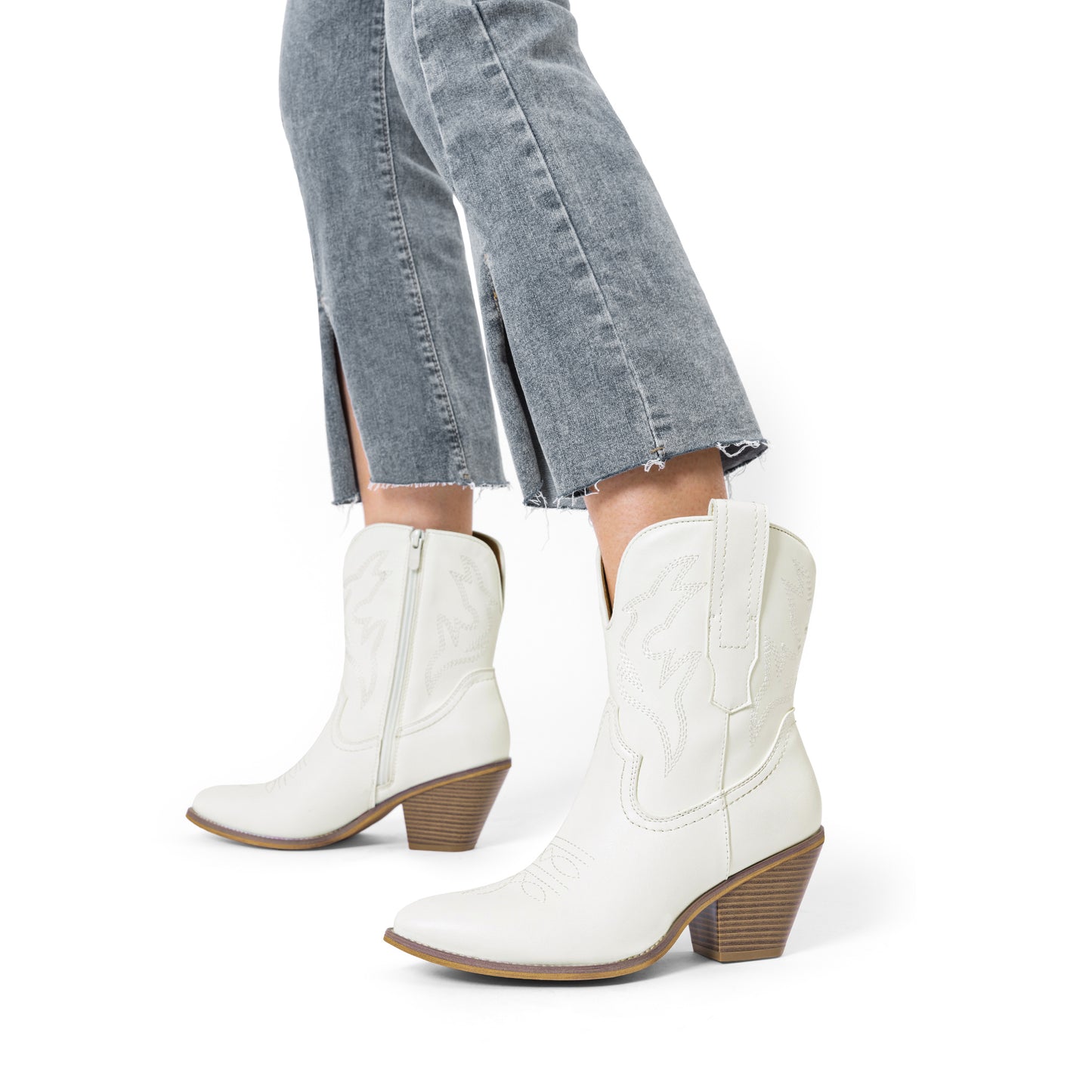 Women's Cowboy Ankle Boots, Western Booties Low Heel Pointed Toe Cowgirl Boots - Western style cowboys boots for women, for everyday wear, casual strolls, special events or any western-themed parties
