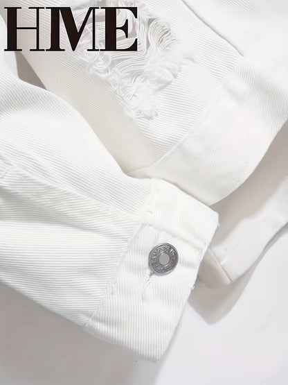 Men's White Denim Oversized Denim Jacket - product view 7