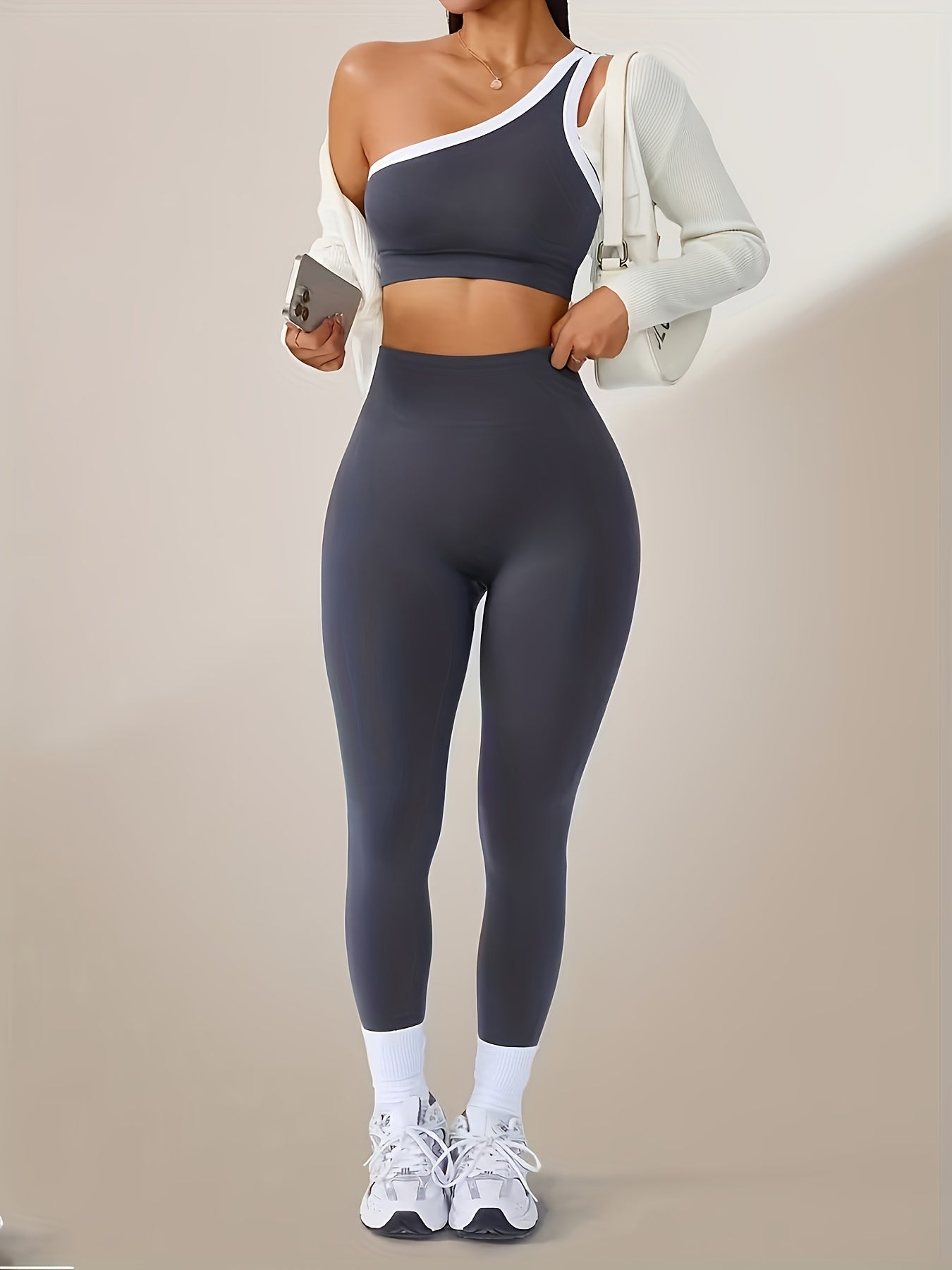 Women's Navy Blue Color High-Waist Leggings - product view 33