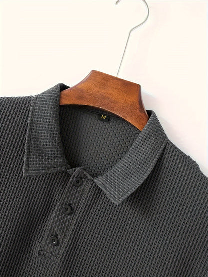 Men's Ice Silky Elastic Solid Short Sleeved Lapel Golf Shirt, Summer Outdoor Cool Polo Shirt T-shirt, Men's Gift