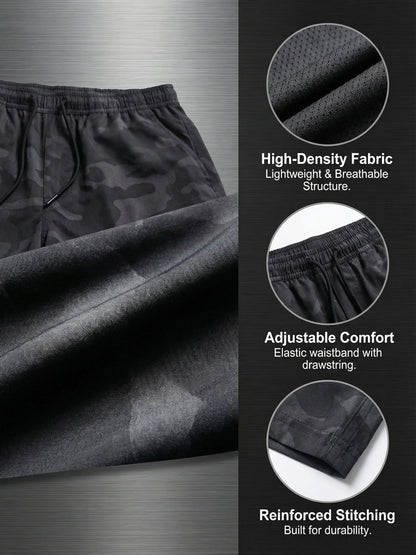 3-Pc Men'S Cargo Shorts, Solid Color Camouflage Series, Casual Athletic Shorts - (Includes Wristband)Multi-Pocket Ripstop, Adjustable Waist (Black, Gray, Khaki) - Outdoor & Travel