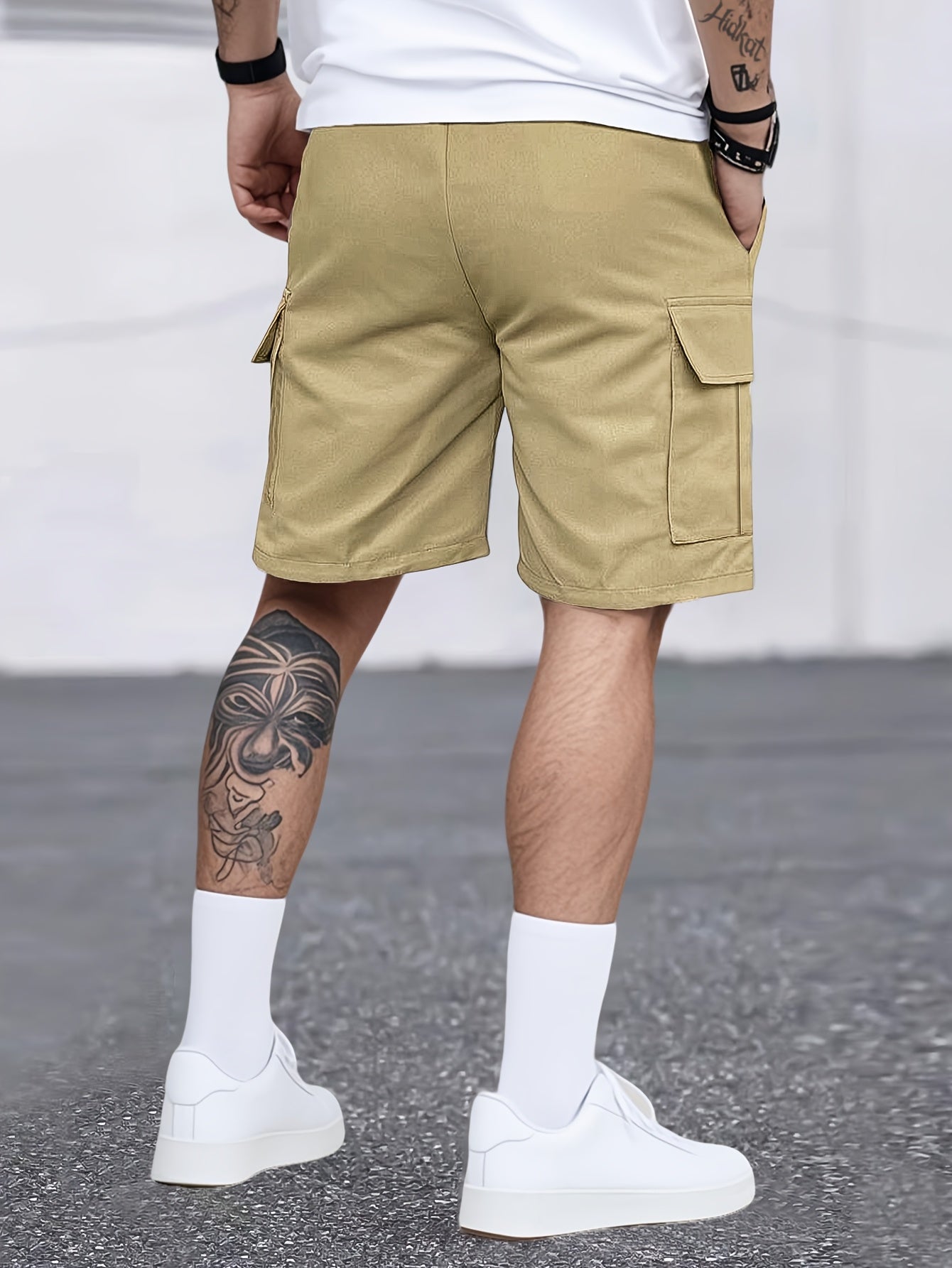 Men's Grey Polyester Cargo Shorts - product view 17