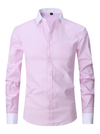 Men'S Striped Dress Shirt Long Sleeve - Premium Formal Shirt for Business, Weddings & Events, Lapel Collar, Single-Breasted, Wrinkle Resistant, Comfort Fit, Classic Office And Party Attire