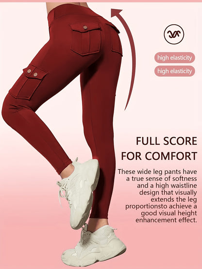 One-piece - Four-season Style Women'S Fashionable Work Pants With Pockets, Flares The Hips And Slims The Figure. Suitable For, Outdoor Leisure. Multi-pocket Ankle-length Pants, Casual Women'S Wear, Summer Women'S Wear. Available In Five Colors