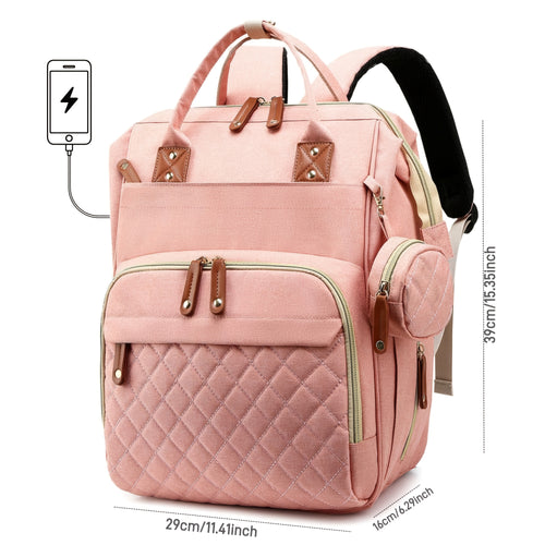 Diaper Backpack - Spacious Parent Bag with Multiple Pockets, Soft Nylon, Zip Closure - Perfect for Parents on the Go, Orange Pink