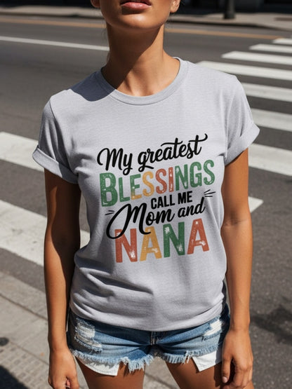 Plus Size - Plus Size - Short Sleeve Crew Neck T-Shirts for Plus Size Women (1XL-5XL) Featuring Patterns And Letter Designs, Made from Soft And Comfortable Fabric, Perfect for Festive Occasions, Making an Excellent Holiday Gift