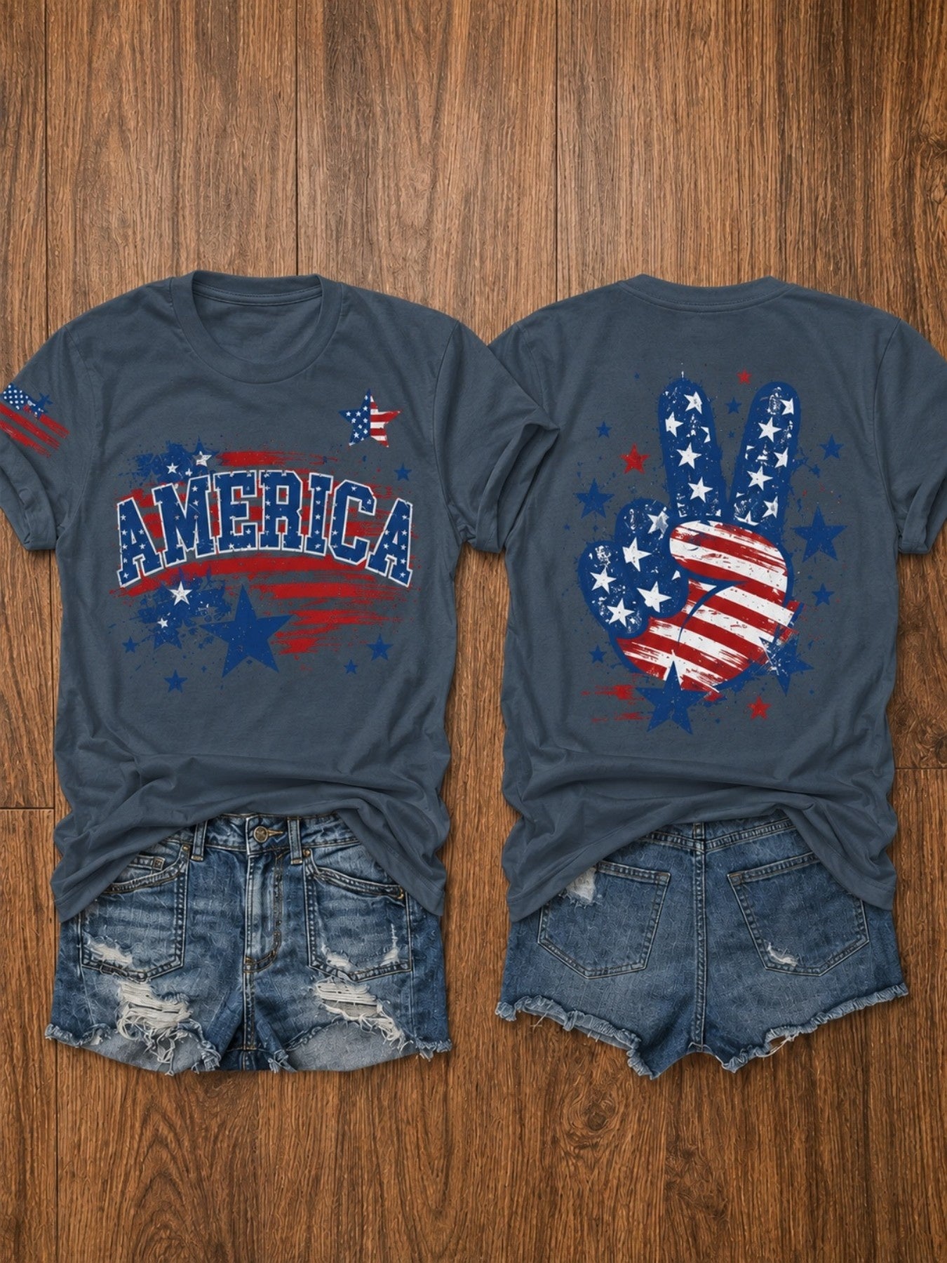 USA 250th Anniversary Independence Day American Flag Stars and Stripes Print Crew Neck T-Shirt, Summer Casual Vacation Women's Short Sleeve Top, Soft Stretch Fabric, Multiple Colors Available