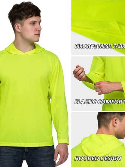 3-PACK Men UPF 50+ Sun Protection Breathable T Shirt Long Sleeve Workout T-Shirts with Hood
