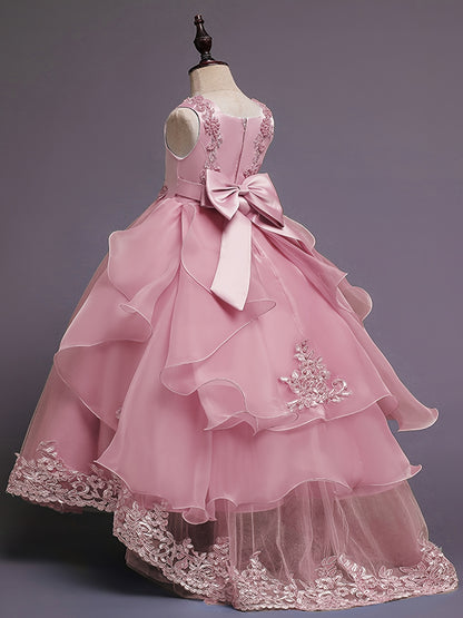 (Size Is Slightly Larger, Recommended To Purchase One Size Smaller Than Usual) Flower Dress Princess Puffy Tulle Dresses Bridesmaid Wedding Communion Birthday Party Pageant Maxi Prom Gown For Kids