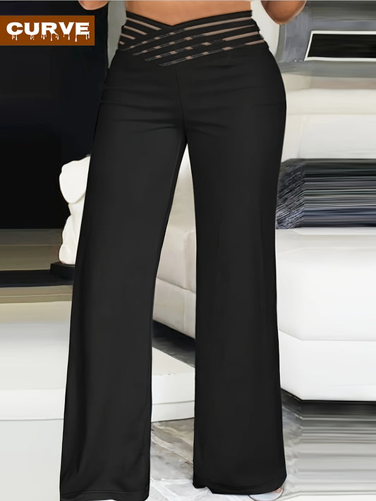 Women's Black Polyester Pants - product view 1