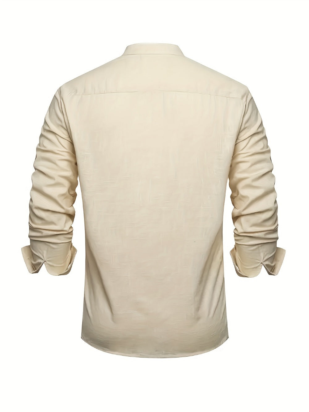 Men's Solid Plus Size Long Sleeve Casual Shirt - Stretch