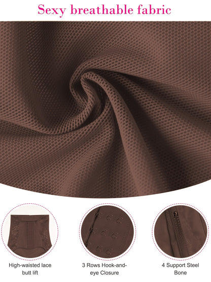 Tummy Control Shapewear With Compression Clasps For Women - High Waisted Tummy Tuck Shaper, Butt Lifting Bodysuit & Fajas Moldeadoras For Elegant Lady