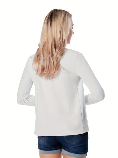 Women'S Elegant Solid Blazer All-Season, Machine Washable, Suitable For Casual And Professional Wear, Opaque Fabric
