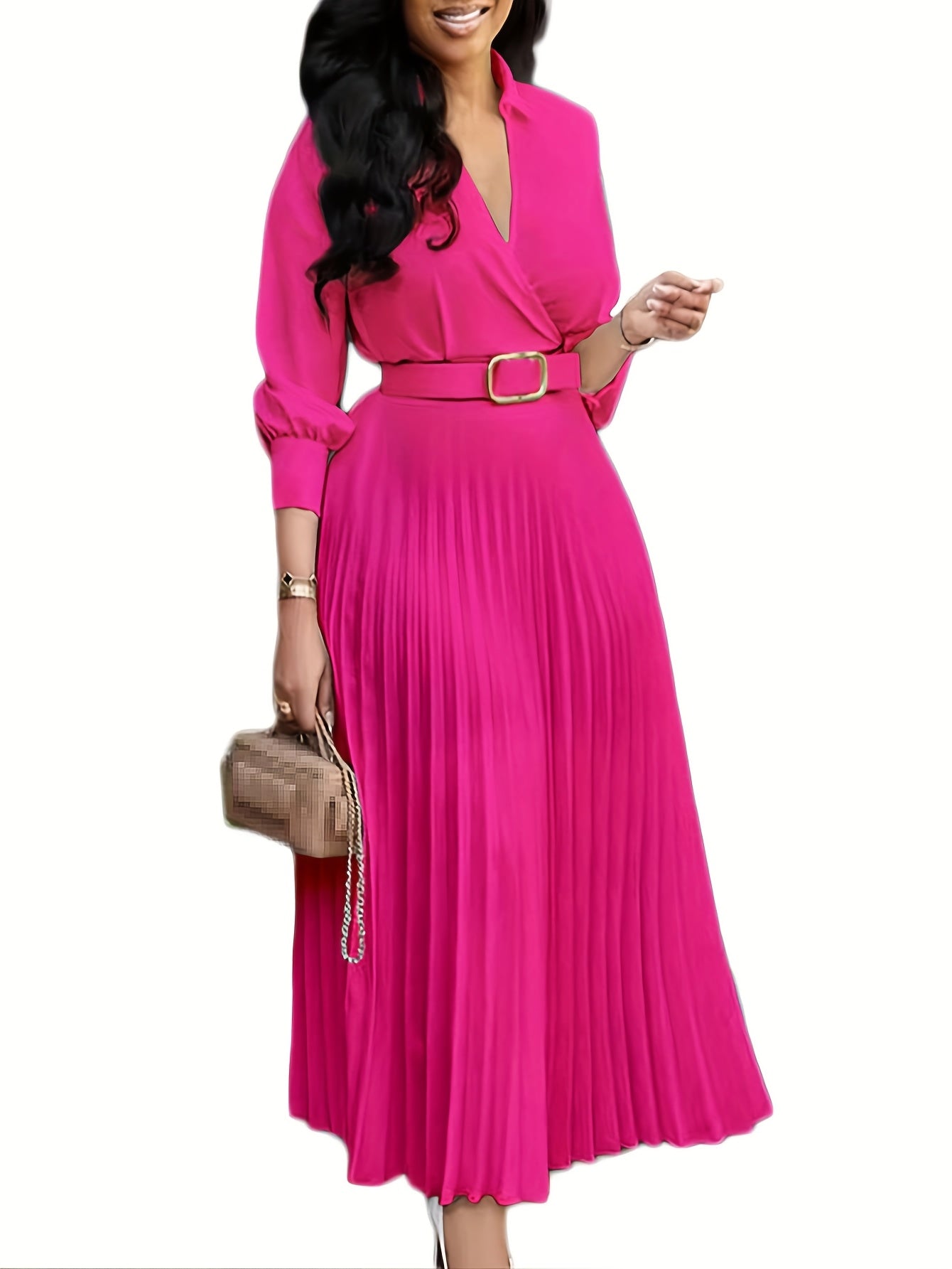 Women's Dress, 3/4 Sleeve Flared A Line, Casual Semi Formal with Belt, Wedding Guest Office Lady