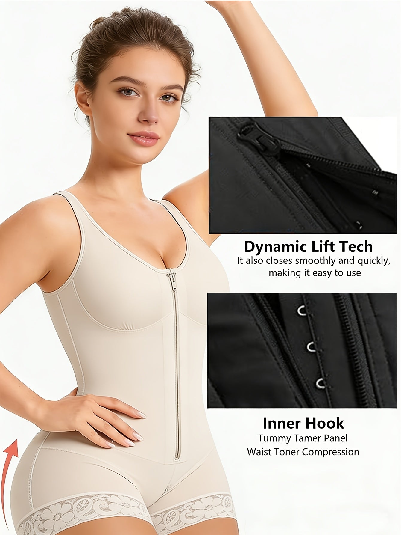 Women's Shapewear Tummy Control and Butt-Lifting Body Shaping Pants with Zippered Gusset and Detachable Shoulder Straps, the Top Choice for Summer Outfits, Waist and Abdomen Shaping Belt