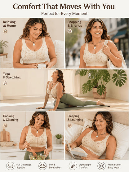 7pcs Seamless Front Button Bra Set - Soft Without Steel Rings, Small Women's Bra, Comfortable And Breathable, Suitable for Daily/yoga/travel/festivals