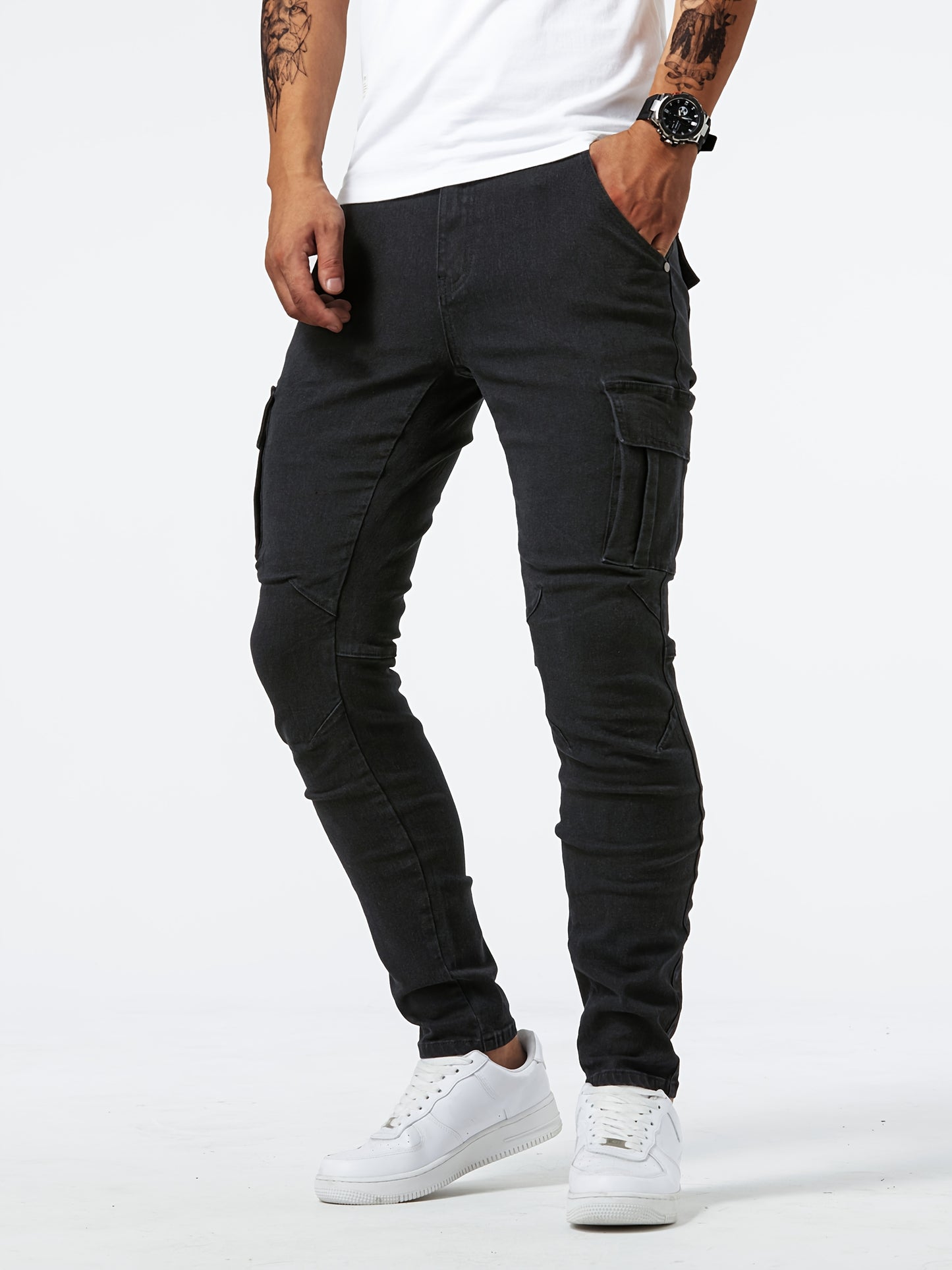 Classic Men'S Work Pants with Multiple Pockets And a Slim Fit