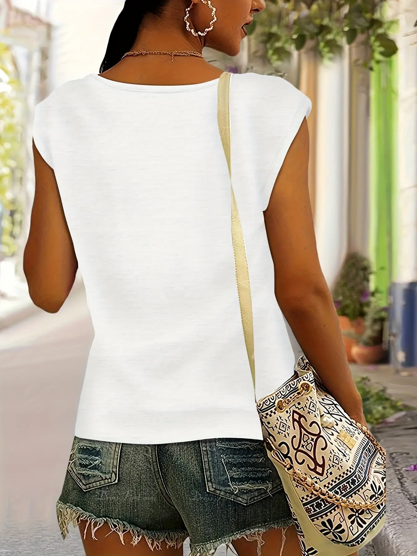 Blue Anchor Seagull Ocean Sailor Pattern Print European And American Style Women'S Spring Summer Casual Easy Versatile Vacation Color V-Neck Raglan Short Sleeve T-Shirt