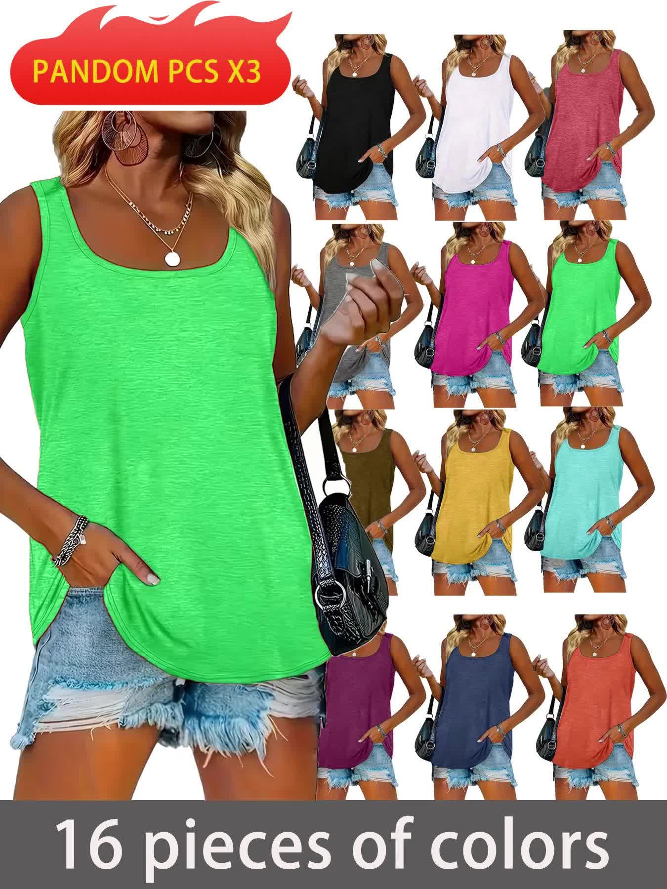 2026 3pcs Summer Casual T-Shirt Women Soft Breathable Loose Fit Solid Color Basic Tops Tees Three Items Will Be Sent Randomly