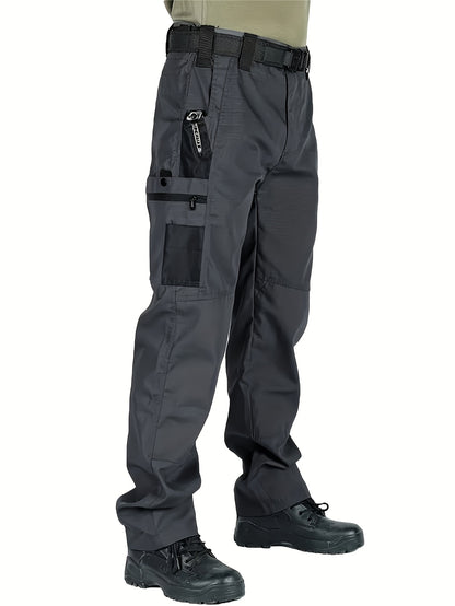 2pcs Set, Men'S Outdoor Cargo Pants, Multi-Functional Pockets, Lightweight, Ripstop, Durable Work Pants, for Camping Hiking Fishing, Suitable for Spring Summer And Autumn Seasons