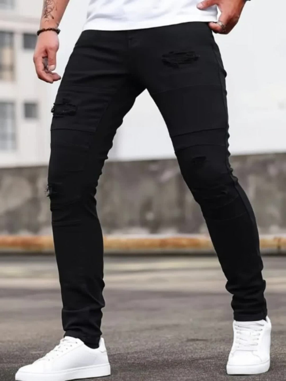 Men's Skinny Jeans - Classic Wash Patchwork