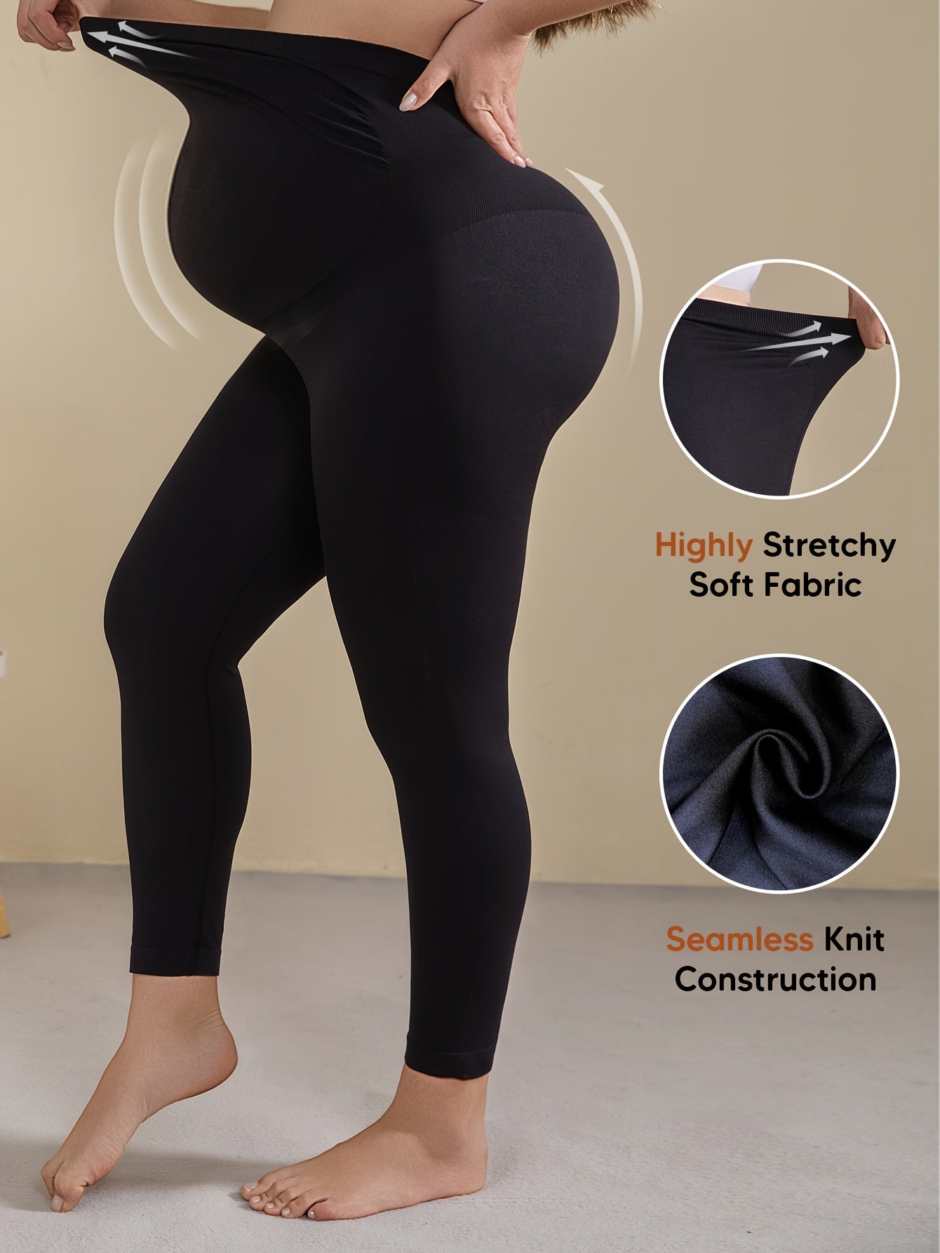 Black Knit High-Waist Leggings - product view 8