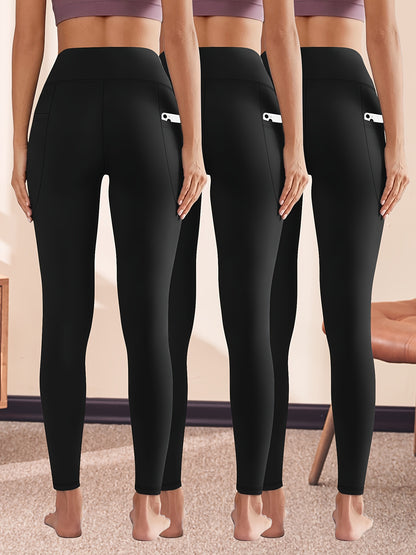 3pcs Set - High-Waisted Crescent Pocket 3/4 Leggings