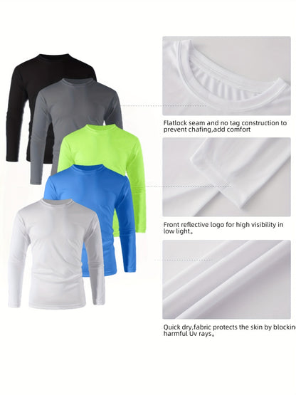 Men'S Long Sleeve Shirts for Active Use - Quick-Drying And Moisture-Wicking, Set of 5, Available in Sizes S to 3XL