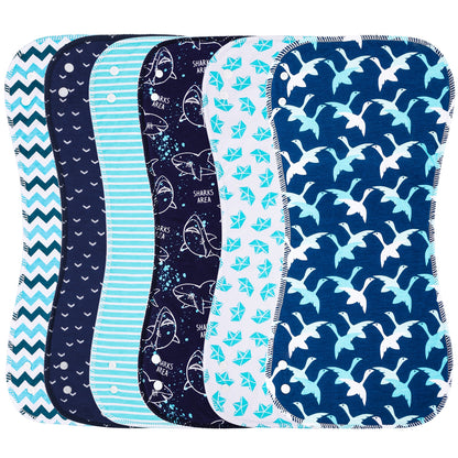 Baby Burp Cloths with Snap Large Size 3-Layers Thicken Super Absorbent And Soft Baby Spit Up Burping Rags Baby Burp Cloth Set for Boys 6pcs