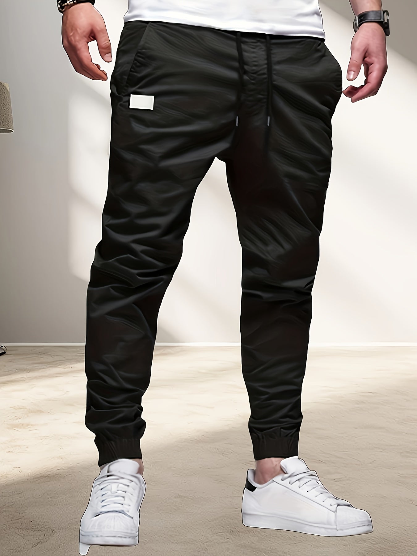 3pcs Men'S Spring And Autumn Regular Fit Fashion Pants And Sweatpants Casual Sports And Outdoor Pocket Elasticated Waist Drawstring Trousers