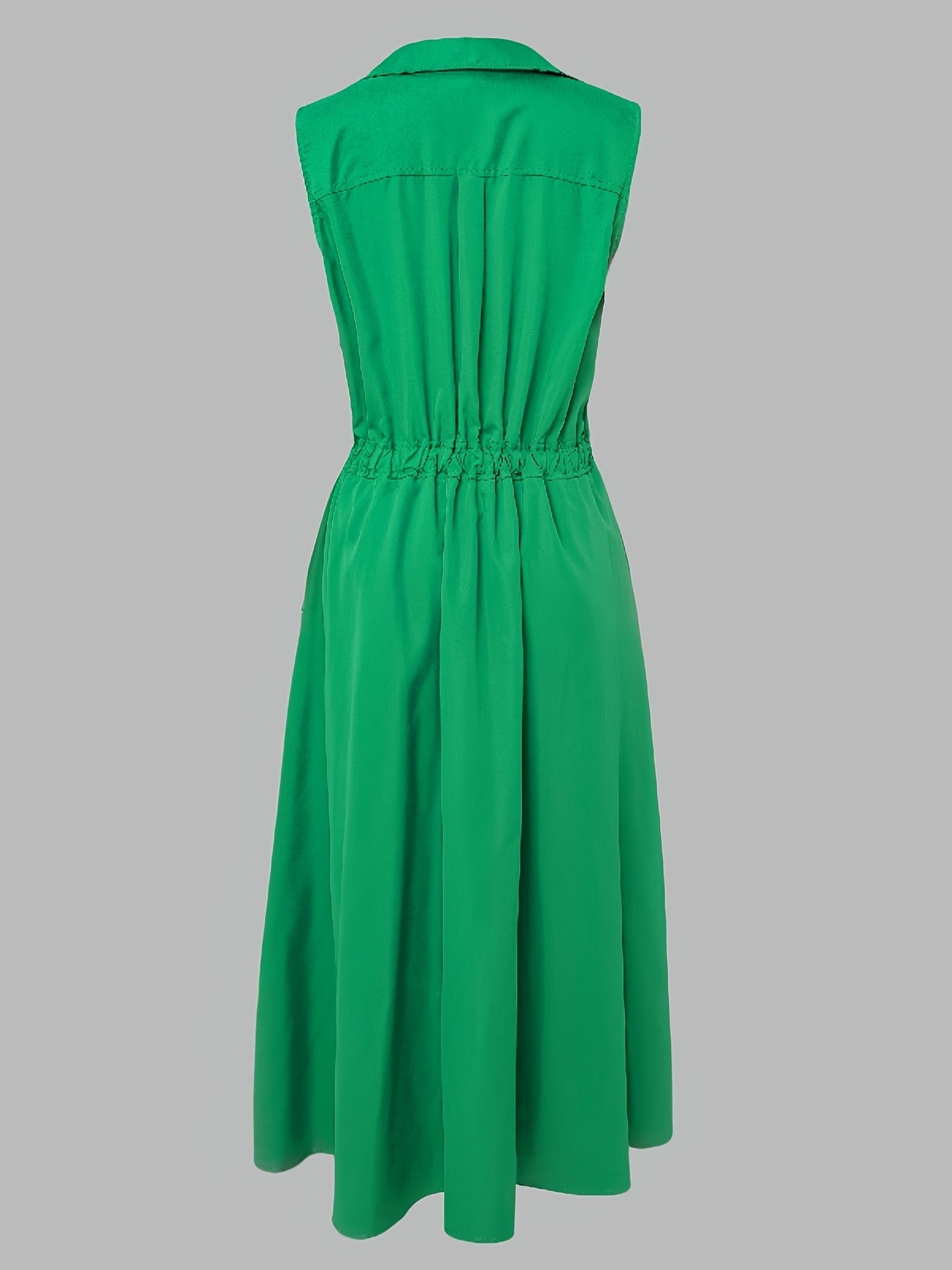 Sleeveless Solid Color Lapel Long Dresses Midi Dresses
