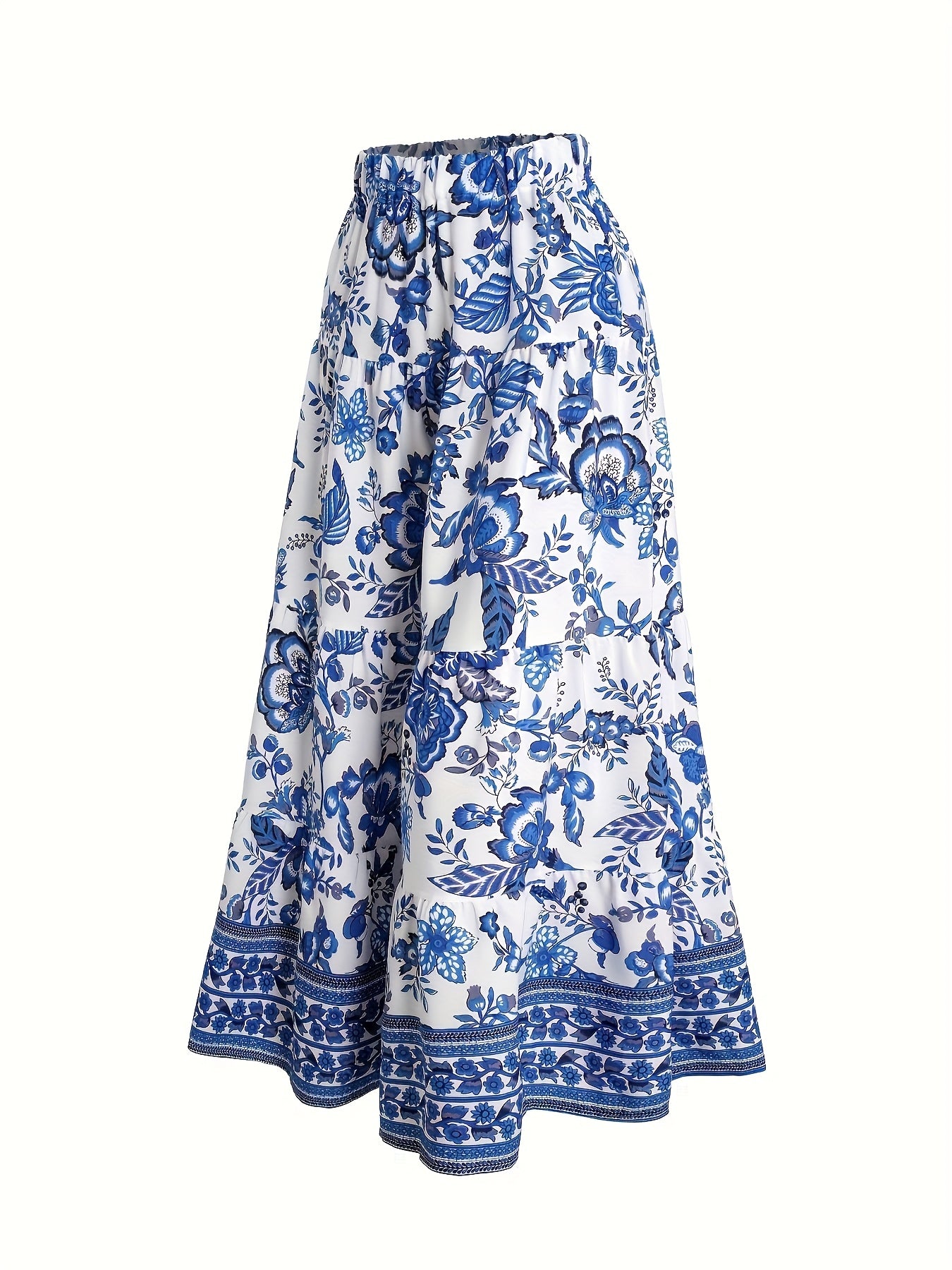 Women'S Summer Floral Print Wide-Leg Pants with Elastic Waist - High-Waisted, Flowy Design, White & Black Leaf Pattern, Perfect for Vacation or Casual Outings, Vacation Outfit | Floral Print Pants | Texture