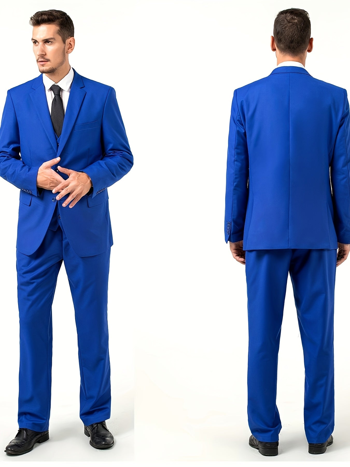 Men's Solid Color Complete 3pcs Suit Set Slim Fit Modern Tailored for Weddings Business Graduation Father's Day Gifting Express Delivery