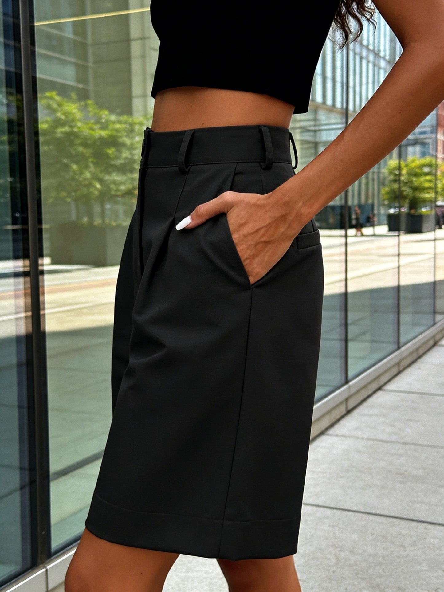 Black + Camel + White + Gray Polyester Shorts - product view 3