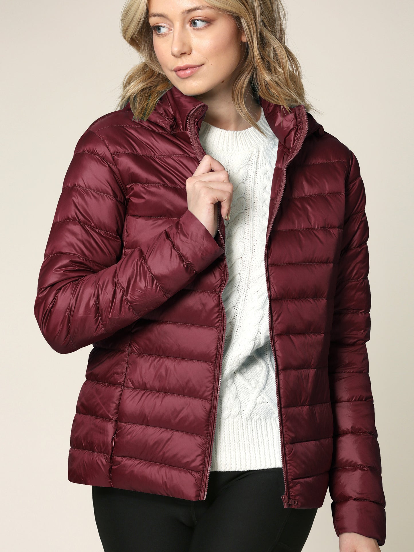 Women's Ultra Light Weight Packable Down Jacket with Removable Hood
