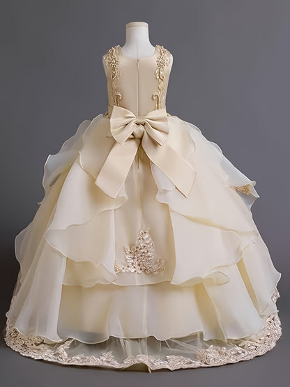 (Size Is Slightly Larger, Recommended To Purchase One Size Smaller Than Usual) Flower Dress Princess Puffy Tulle Dresses Bridesmaid Wedding Communion Birthday Party Pageant Maxi Prom Gown For Kids