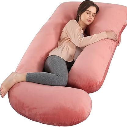 57-Inch J-Shaped Pregnancy Pillow - Breathable Washable Cover