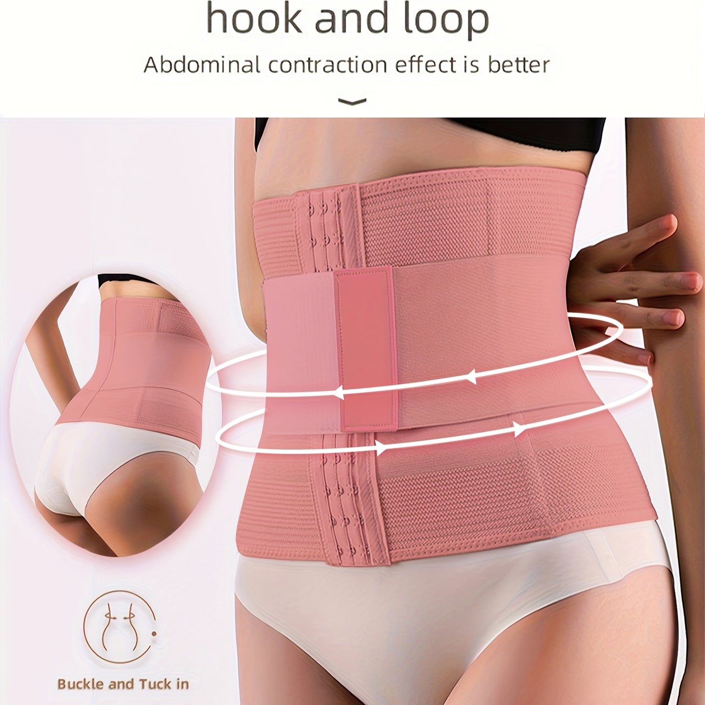 Tummy Control Waist Trainer Wrap, 90% Elastane 10% Fabric, Medium Compression Body Cincher with Hook & Eye Closure, Hand Washable Abdominal Shaper